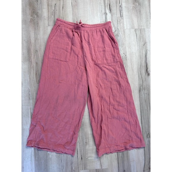 Splendid Pants - Splendid coral pink pull on guaze cotton palazzo pants wide leg